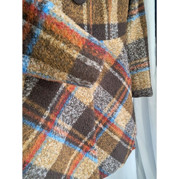 Wool Cashmere Brown Plaid Girls Long Overcoat Size Large GanGan World - Picture 6 of 13